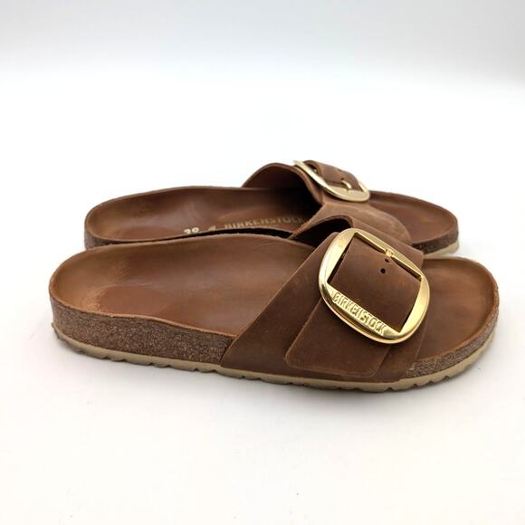 Birkenstock Madrid Big Buckle Sandals Unisex Cognac Size W8/M6 EU39 - Picture 3 of 13